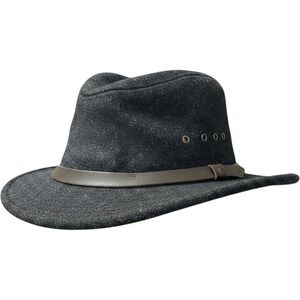 Filson 60025LE Mens Large Gray 100% Virgin Wool Packer Hat Made in USA Leather